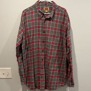 The Foundry Supply Co. Red and Gray Plaid Button-Down Shirt